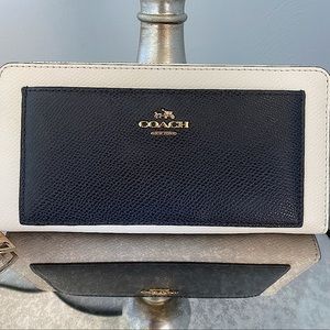 Coach leather wallet in blue & white